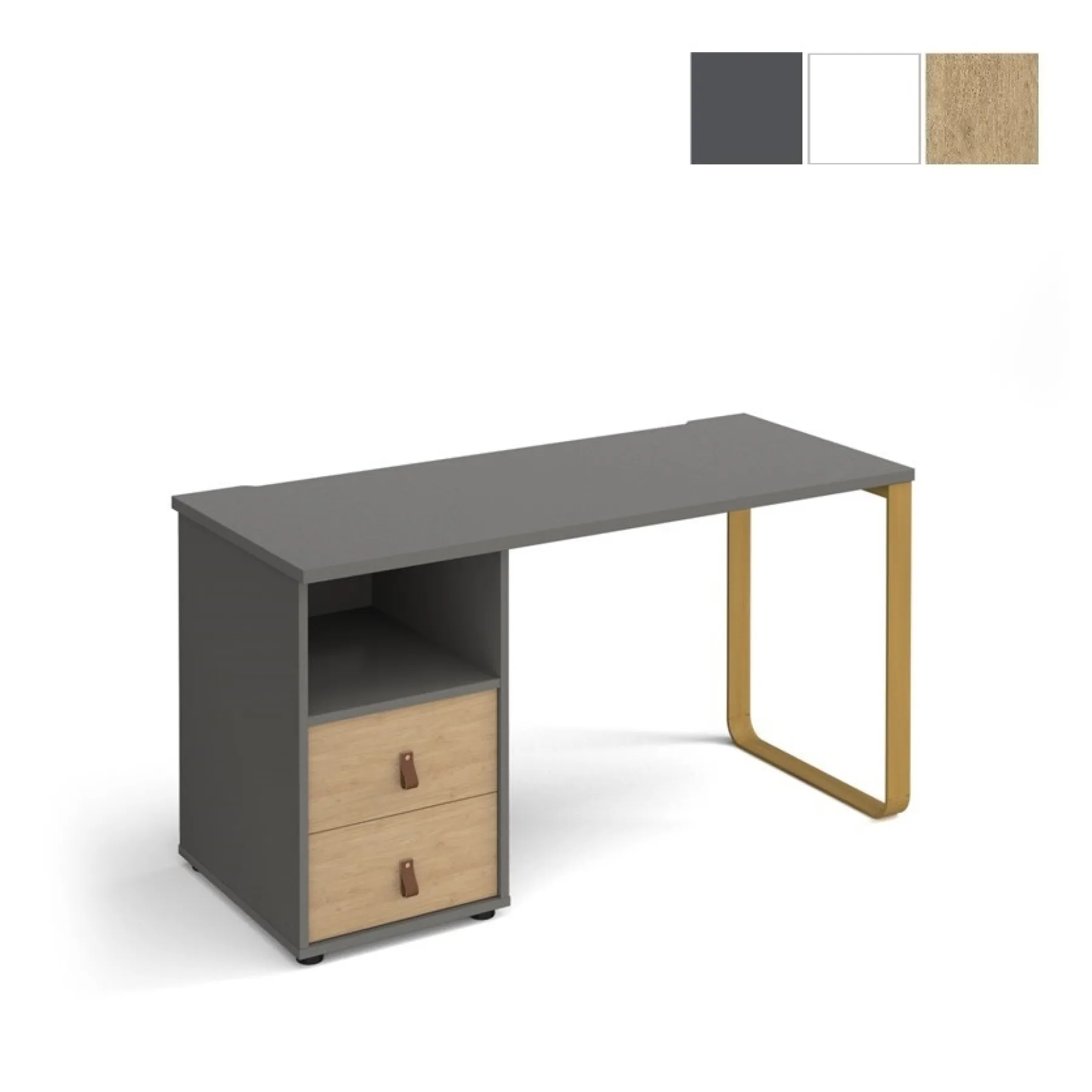 LOF Dams Cairo Desk OYNX frame and OAK drawers 13744