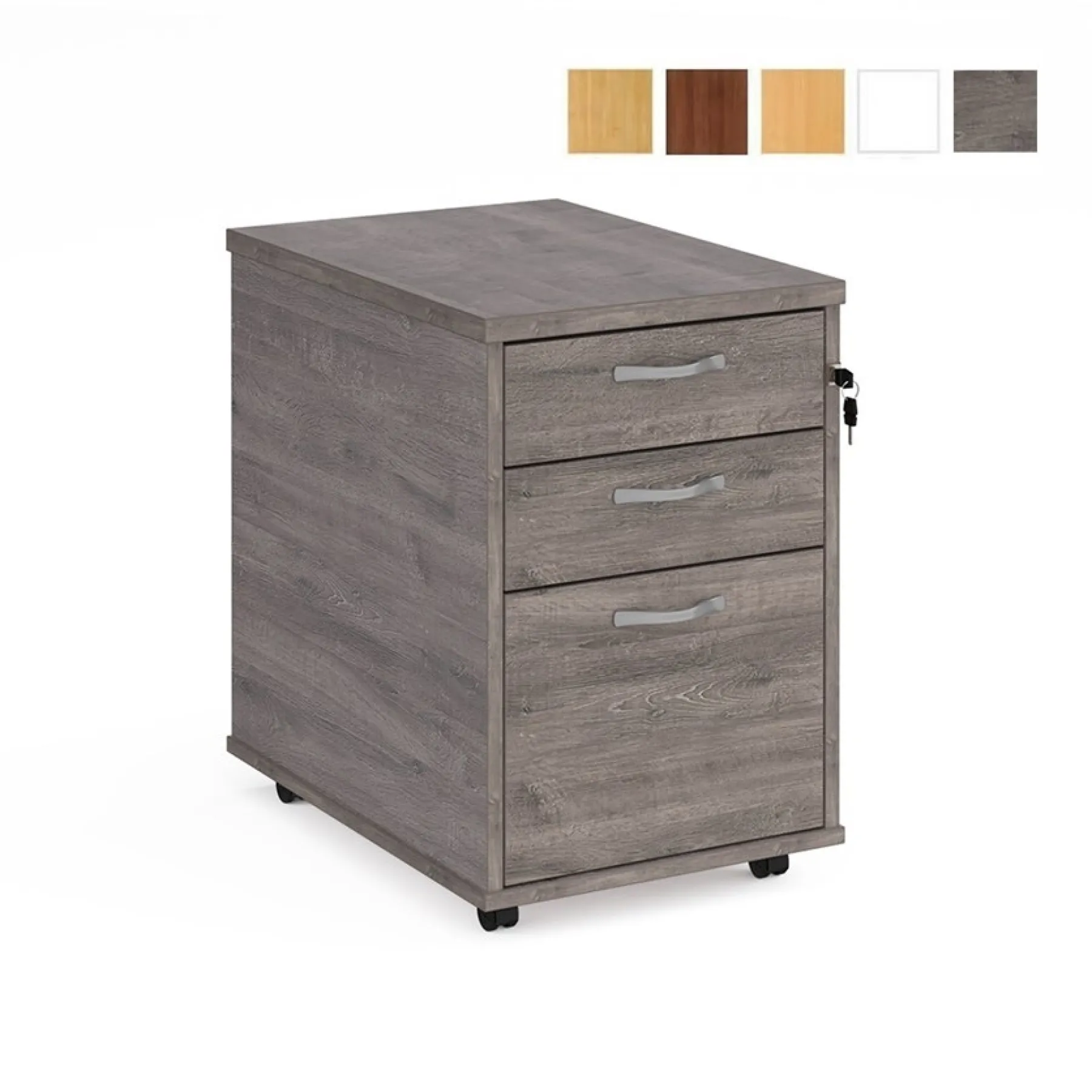 LOF Dams 3 drawer TALL mobile pedestal GREY OAK 10403 TMP finishes