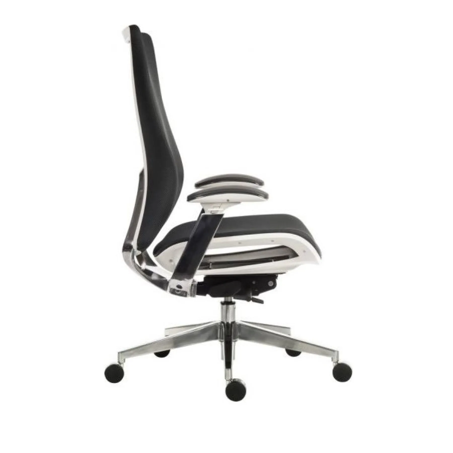 LOF Direct Teknik Quantum Mesh Back White Frame Chair 6966 WHI Side