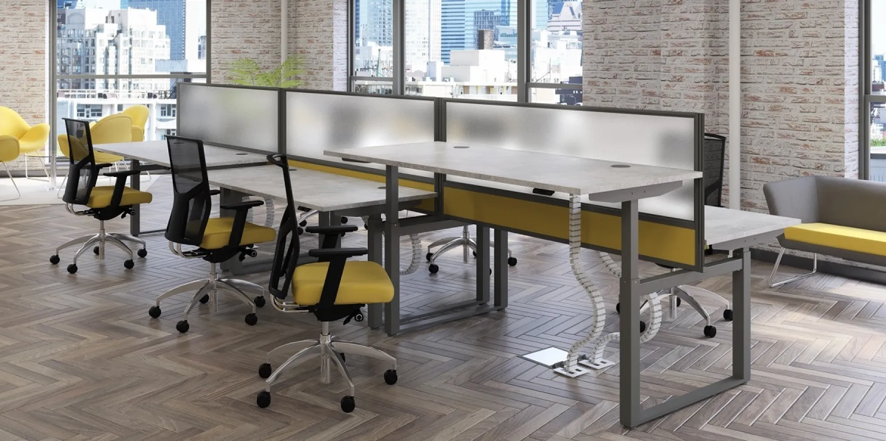 Lof Direct Sven Bench Desks X Range concrete hi rise