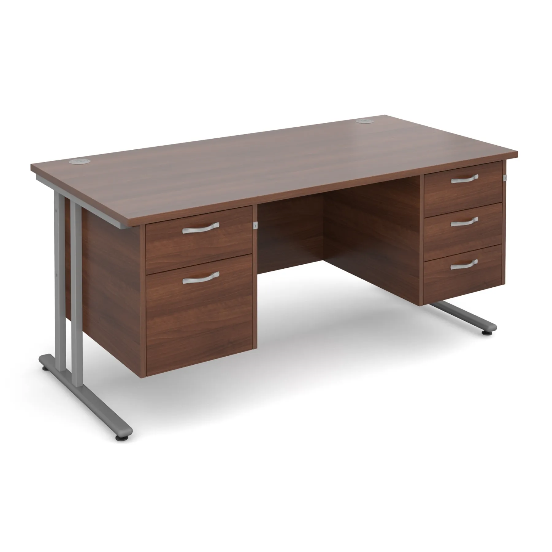 LOF Direct Dams maestro straight desk 25 SL with 2 x pedestals MC16 P23 S Walnut