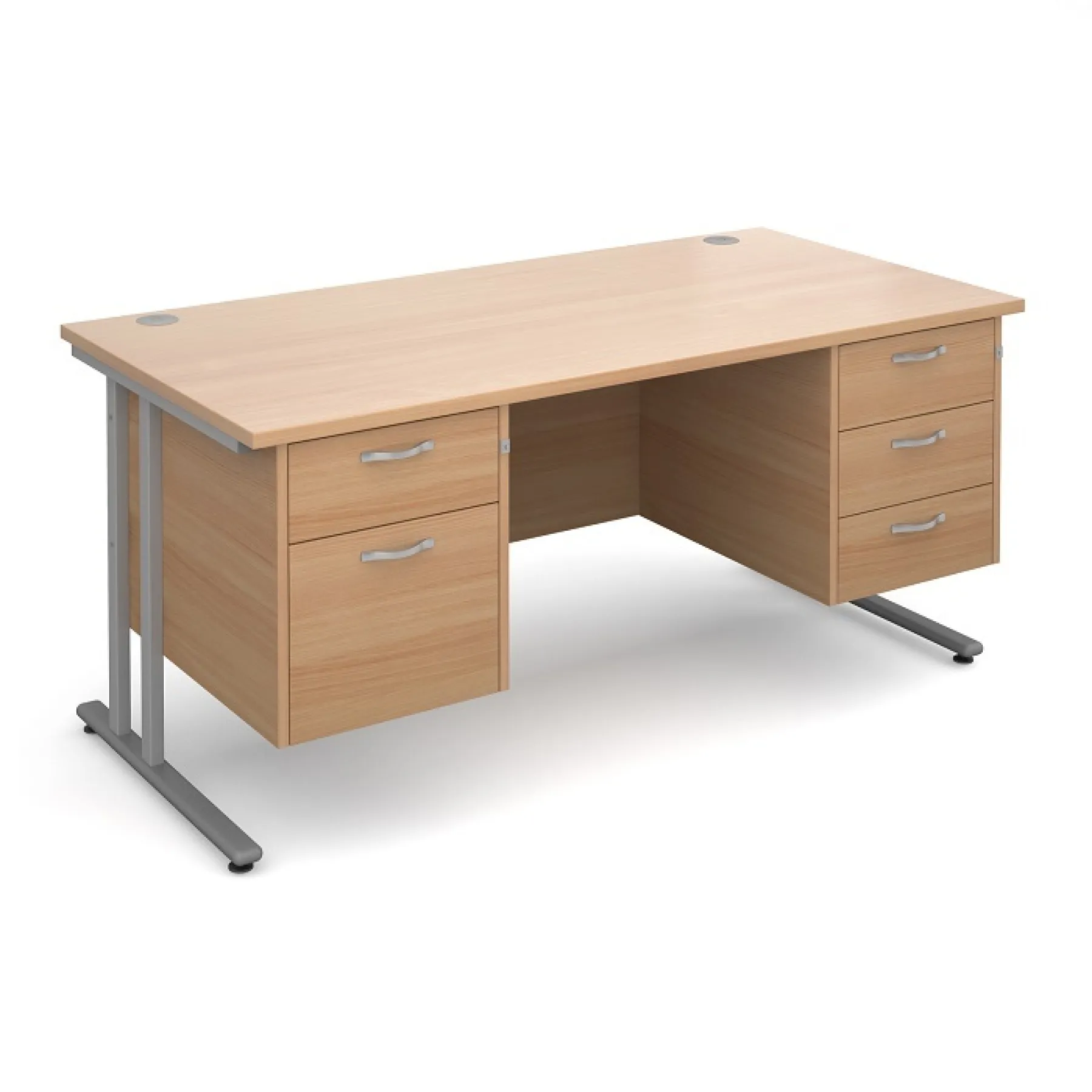 LOF Direct Dams maestro straight desk 25 SL with 2 x pedestals MC16 P23 S Beech