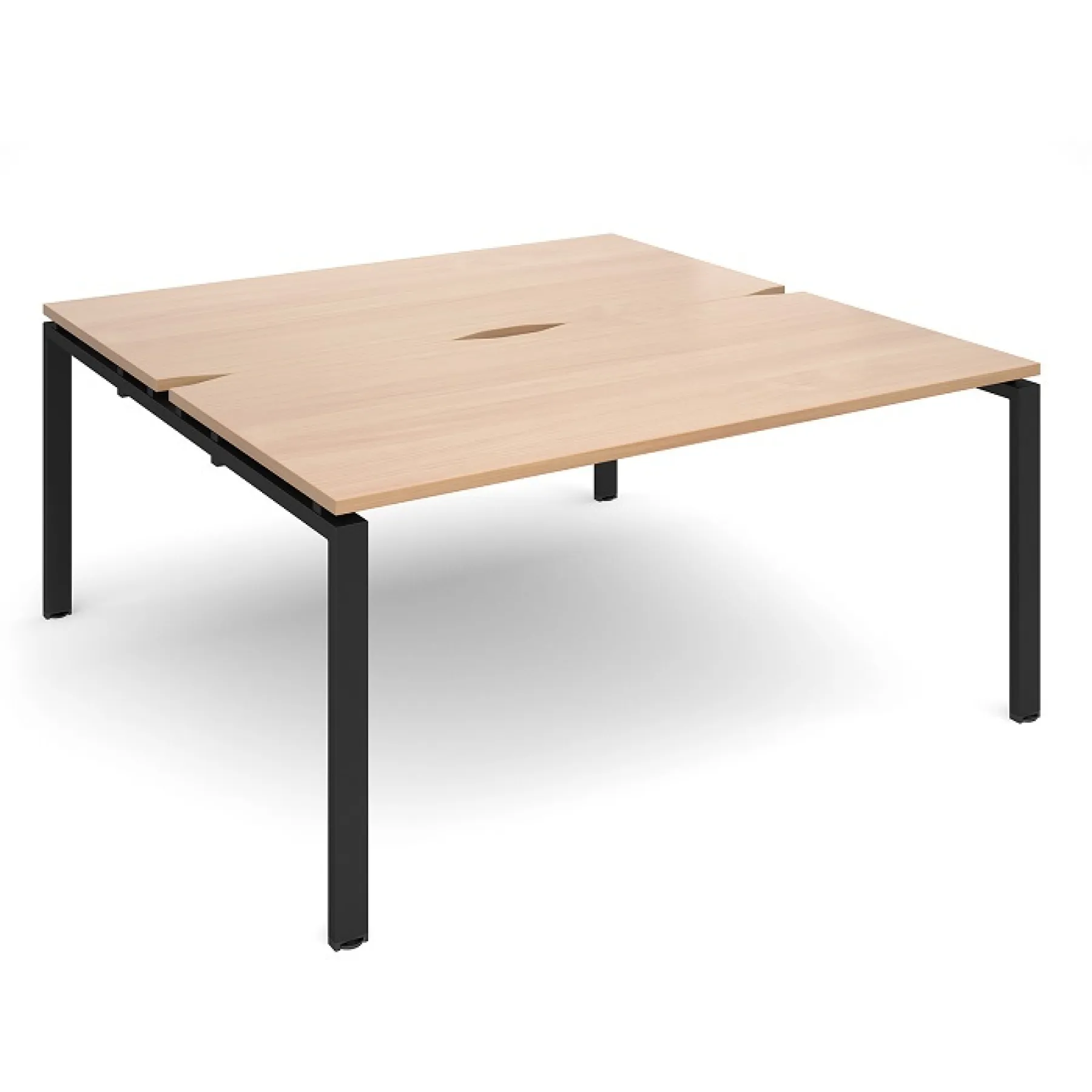LOF Direct Dams Adapt II Bench Desks Back to back beech desk top black frame