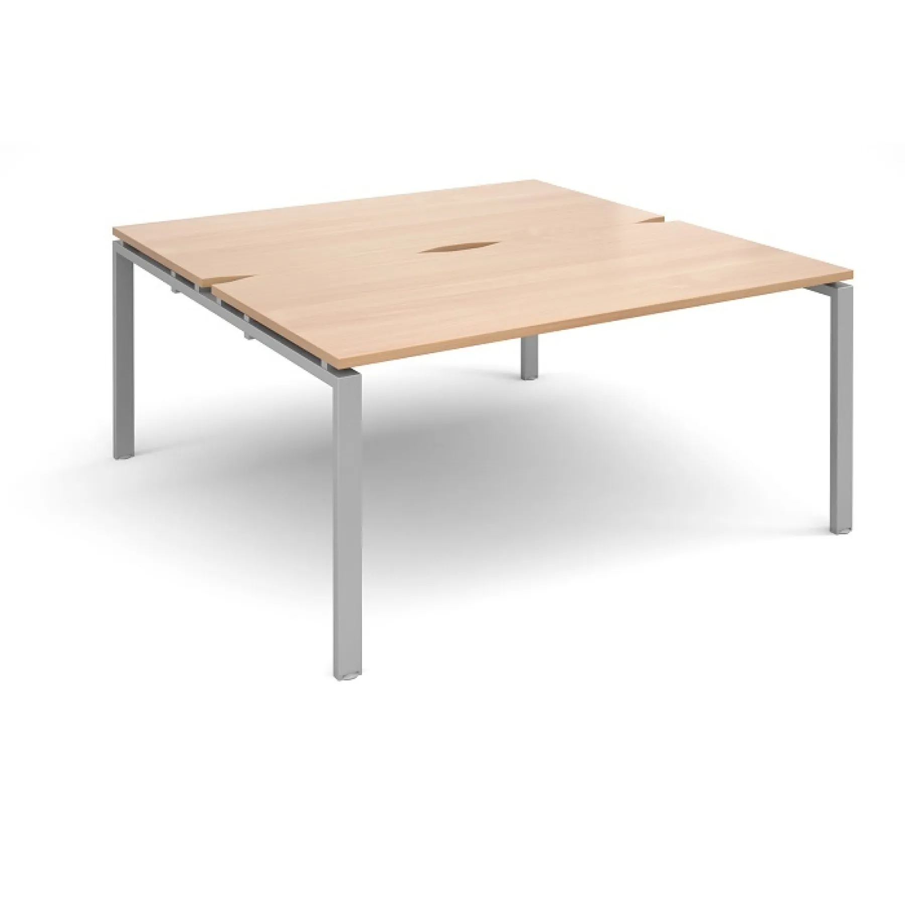 LOF Direct Dams Adapt II Bench Desks Back to back beech dek top silver frame