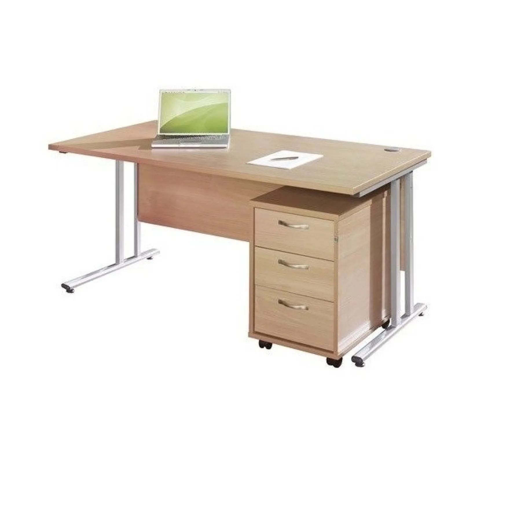 LOF Direct Dams Rectangular desk and pedestal bundle sbs316 beech desk